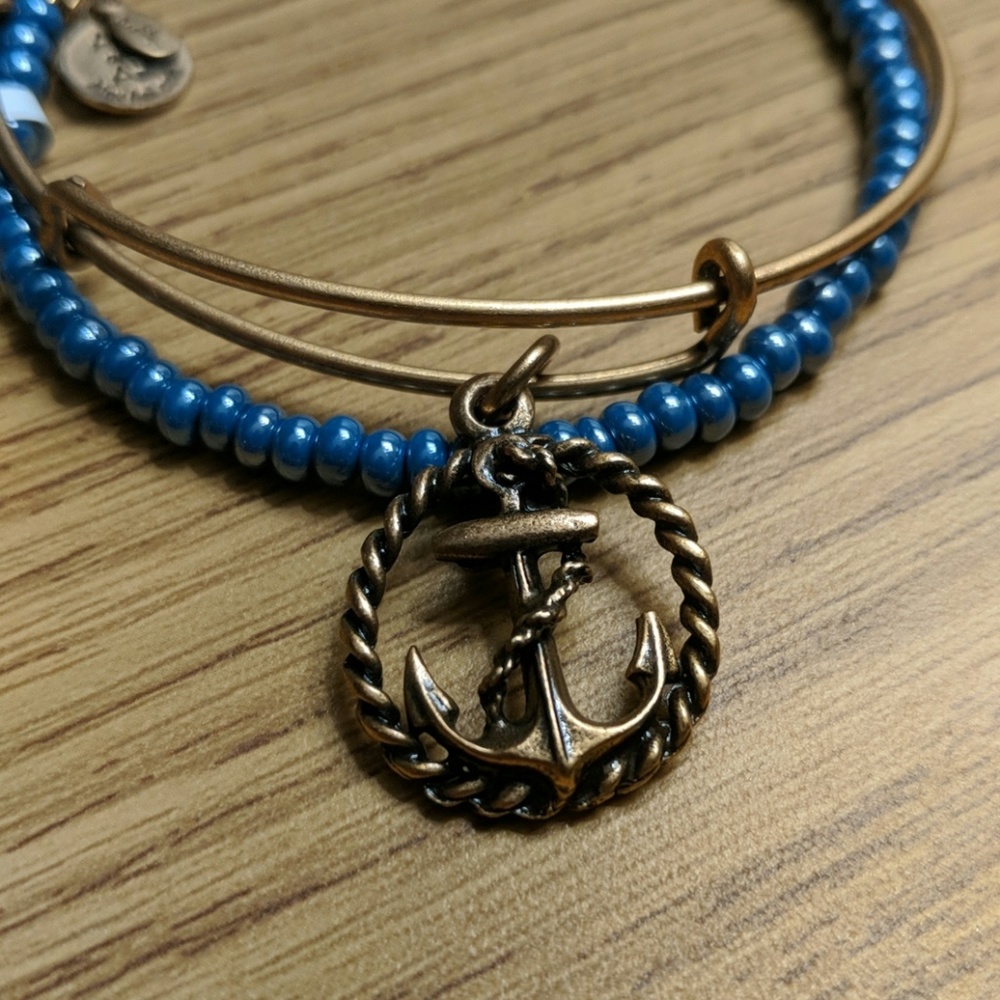 Alex & Ani 2 Nauticall Anchor Beaded Bracelets NWT